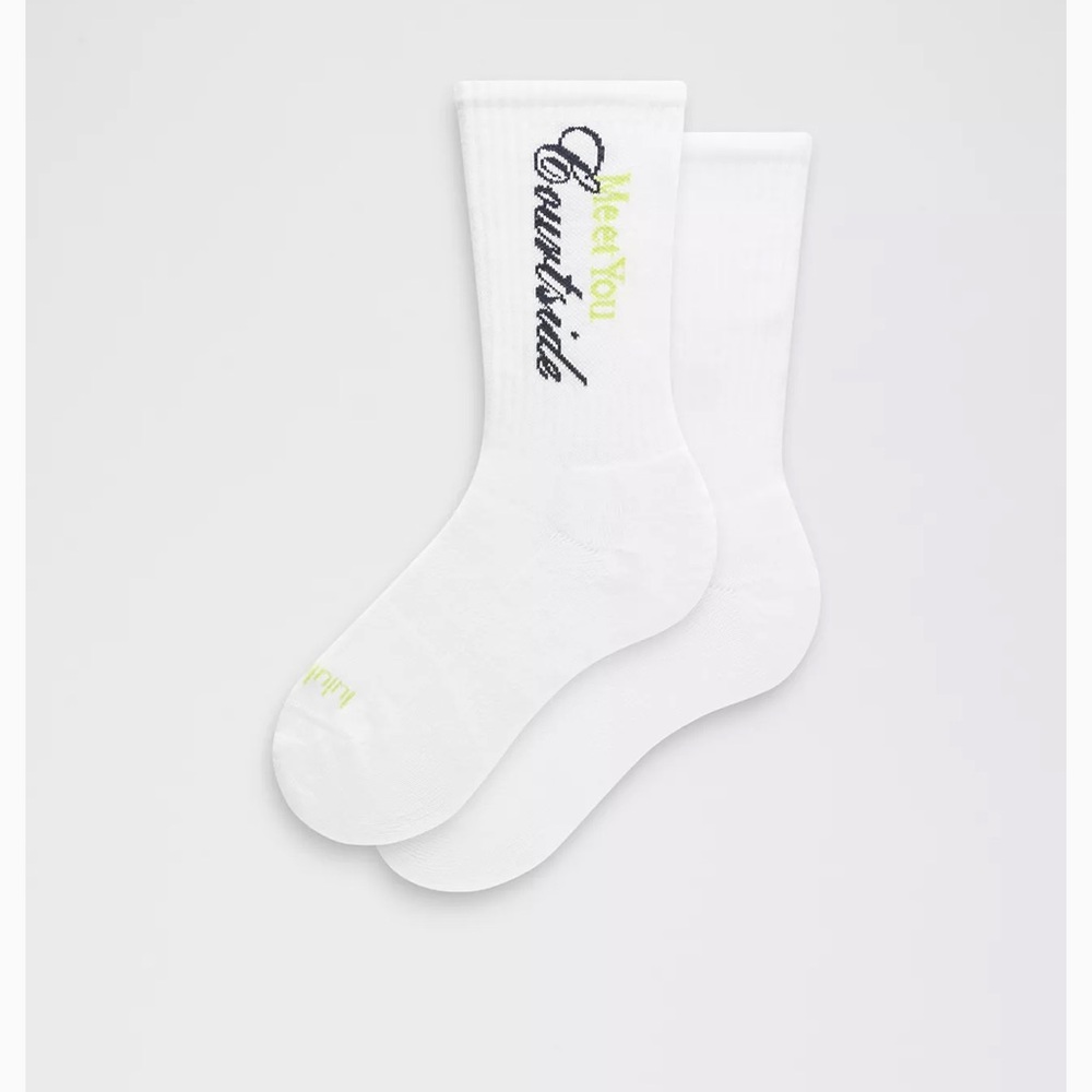 Lululemon Unisex Daily Essential Crew Socks Tennis Club White/Sour Grape